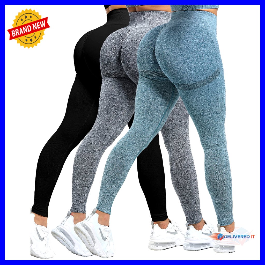 Seamless High Waisted Leggings Butt Lifting Workout Gym Set